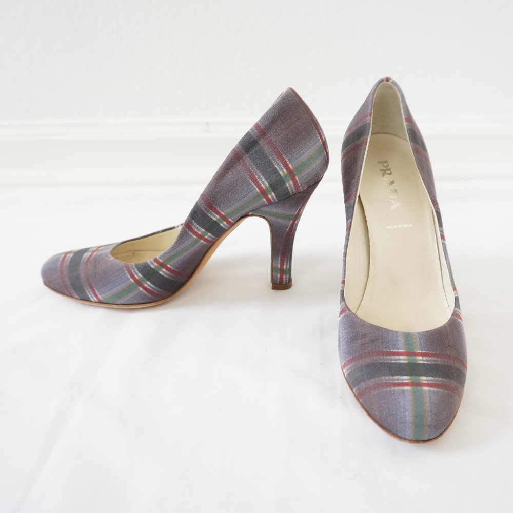 Prada Plaid Silk Classic Pump